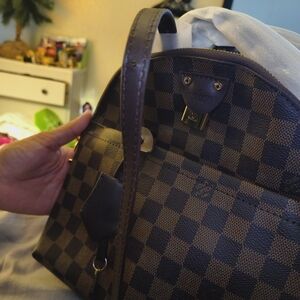 Designer Checkered Brown Backpack